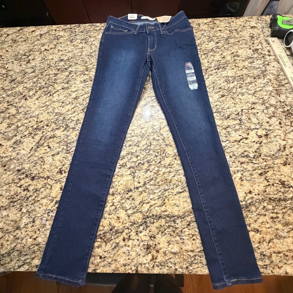 Levis 711 Skinny Jeans Womens 27 4 Medium Dark Wash Mid Rise Denim ws